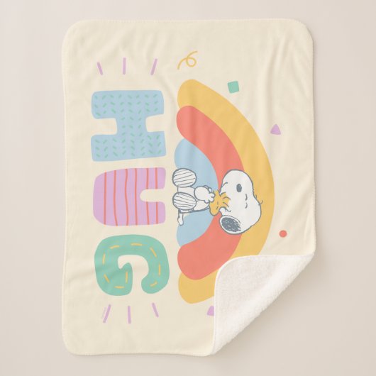 Couverture Sherpa cacahuètes | Snoopy & Woodstock Hug (Devant)