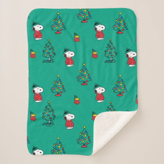 Couverture Sherpa cacahuètes | Snoopy & Woodstock Motif de Noël (Devant)
