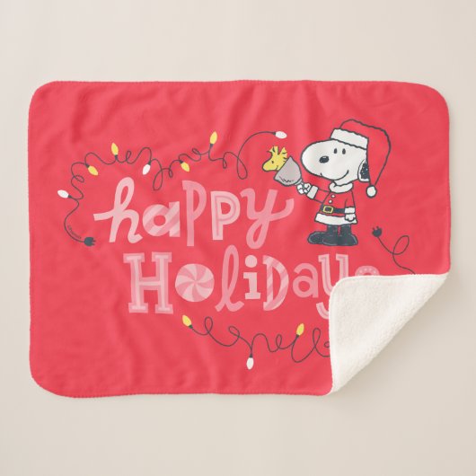 Couverture Sherpa cacahuètes | Snoopy & Woodstock Santa Claus (Devant (Horizontal))
