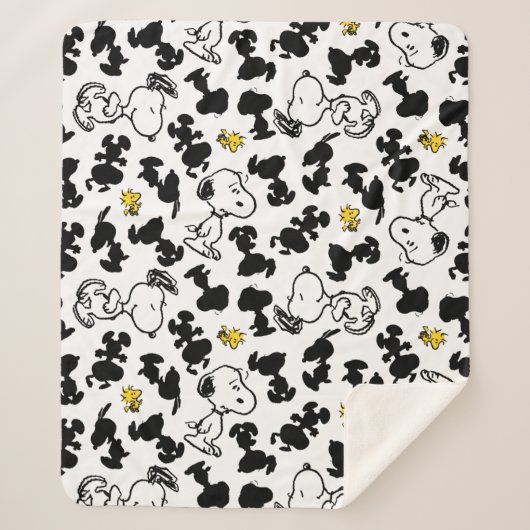 Couverture Sherpa cacahuètes | Snoopy & Woodstock Shadow Motif (Devant)