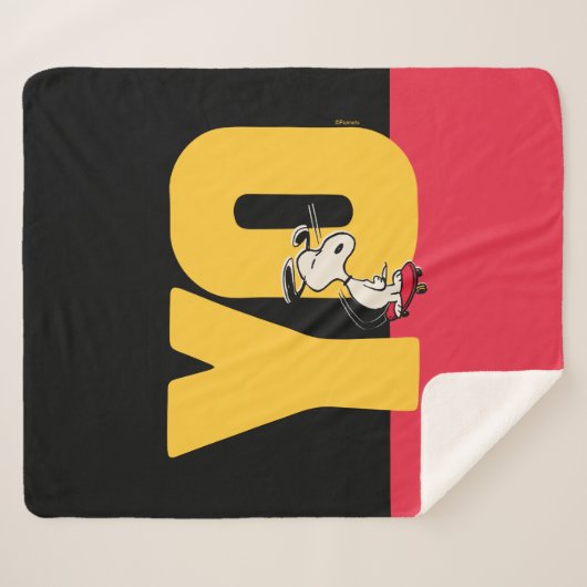 Couverture Sherpa cacahuètes | Snoopy YO Skateboard (Devant (Horizontal))