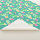 Couverture Sherpa Cactus au néon d'aquarelle dans le motif de pots (3/4)