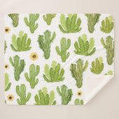 Couverture Sherpa Cactus du désert vert : Aquarelle transparente (Devant (Horizontal))
