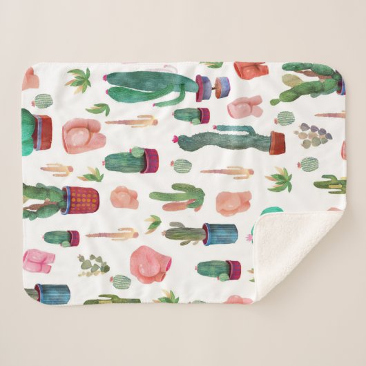 Couverture Sherpa Cactus et boutons (Devant (Horizontal))