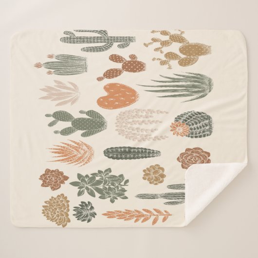 Couverture Sherpa Cactus et succulent motif sans soudure (Devant (Horizontal))