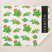 Couverture Sherpa Cactus mignons, Cactus Motif, Succulent, Votre Nom (Devant (Horizontal))