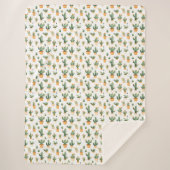 Couverture Sherpa Cactus pointillés sur blanc (Devant)