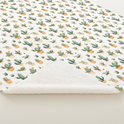 Couverture Sherpa Cactus pointillés sur blanc (3/4)