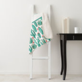 Couverture Sherpa Cactus vert blanc motif monogramme (En situation)