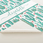 Couverture Sherpa Cactus vert blanc motif monogramme (3/4)