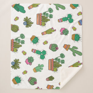 Couverture Sherpa Cactus vintages : Design Motif sans couture.