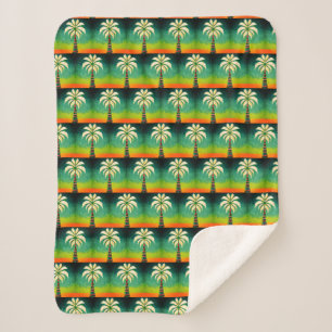 Couverture Sherpa Cadeau cadeau de Noël Pixel Art avec Palm Tree