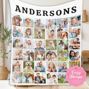 Couverture Sherpa Cadeau d'anniversaire personnalisé avec 36 photos