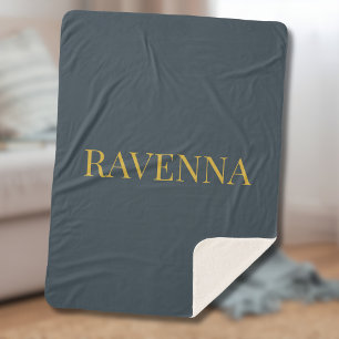Couverture Sherpa Cadeau de Luxe Personnalisé Nom Charbon Or