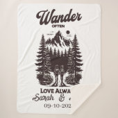 Couverture Sherpa Cadeau de mariage personnalisé avec nom et date (Devant)