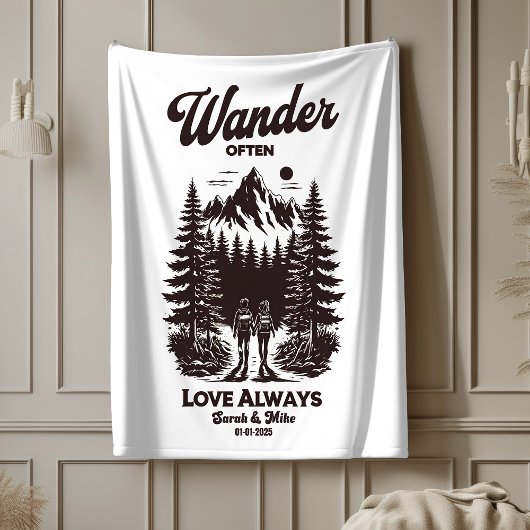 Couverture Sherpa Cadeau de mariage personnalisé avec nom et date