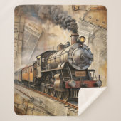 Couverture Sherpa Cadeau de train à vapeur vintage avec nom (Devant)