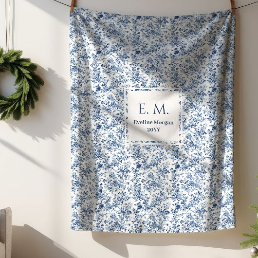 Couverture Sherpa Cadeau élégant de jeté personnalisé bleu toile pou
