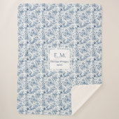 Couverture Sherpa Cadeau élégant de jeté personnalisé bleu toile pou (Devant)