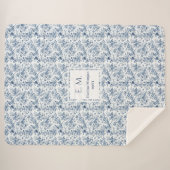 Couverture Sherpa Cadeau élégant de jeté personnalisé bleu toile pou (Devant (Horizontal))
