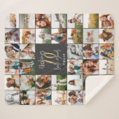 Couverture Sherpa Cadeau moderne 70e anniversaire multi-photo script (Devant (Horizontal))