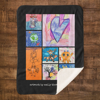 Couverture Sherpa Cadeau personnalisé de 8 photos d'art pour enfants