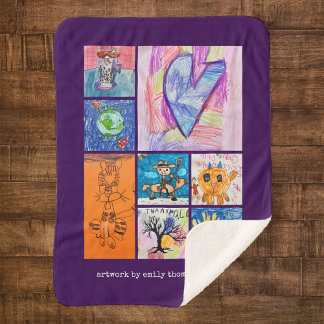 Couverture Sherpa Cadeau personnalisé de 8 photos d'art pour enfants