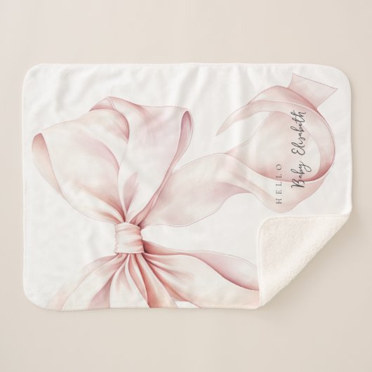 Couverture Sherpa Cadeau pour bébé cou rose (Devant (Horizontal))