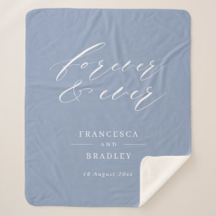 Couverture Sherpa Cadeau pour Mariage de calligraphie bleue, jamais