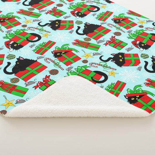 Couverture Sherpa Cadeaux de Noël de chat noir (3/4)