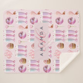 Couverture Sherpa Cadeaux Rétro Monogram Milkshake Rose Poudré Migno (Devant (Horizontal))