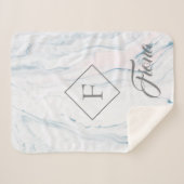 Couverture Sherpa Cadre Gris Moderne Et Tons Pastel Pierre De Marbre (Devant (Horizontal))