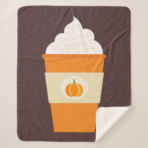 Couverture Sherpa Café en latte d'épice citrouille chute sherpa Blan