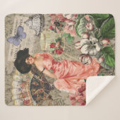 Couverture Sherpa Café Lady Victorian Femme Rose Classy (Devant (Horizontal))