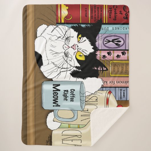 Couverture Sherpa Café Tuxedo Chat amusant (Devant)