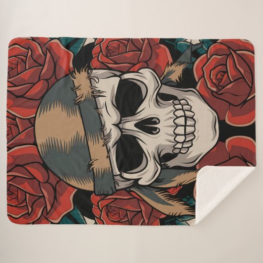 Couverture Sherpa Calavera Floral (Devant (Horizontal))