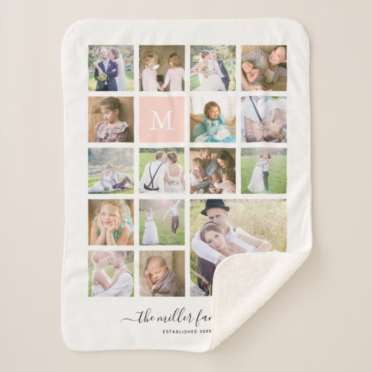 Couverture Sherpa Calligraphie de nom de monogramme de collage de (Devant)