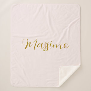 Couverture Sherpa Calligraphie élégante de couleur or et pastel Nom 