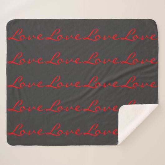Couverture Sherpa Calligraphie tendance gris rouge amour mariage (Devant (Horizontal))