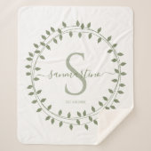 Couverture Sherpa Calligraphy Script Wreath Monogram (Devant)