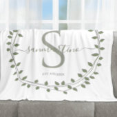 Couverture Sherpa Calligraphy Script Wreath Monogram