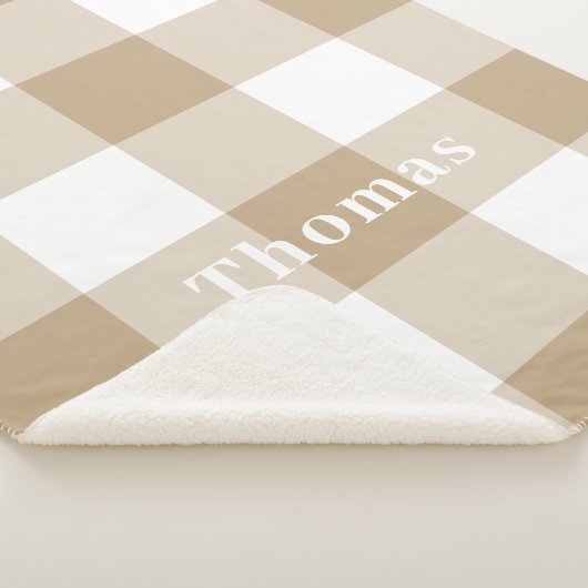 Couverture Sherpa Camel En vichy Motif Nom du monogramme (3/4)