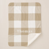 Couverture Sherpa Camel En vichy Motif Nom du monogramme (Devant)