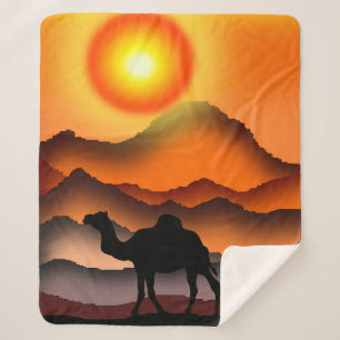 Couverture Sherpa Camel Sherpa Blanket Beau coucher de soleil