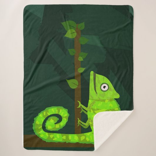 Couverture Sherpa Caméléon vert mignon (Devant)