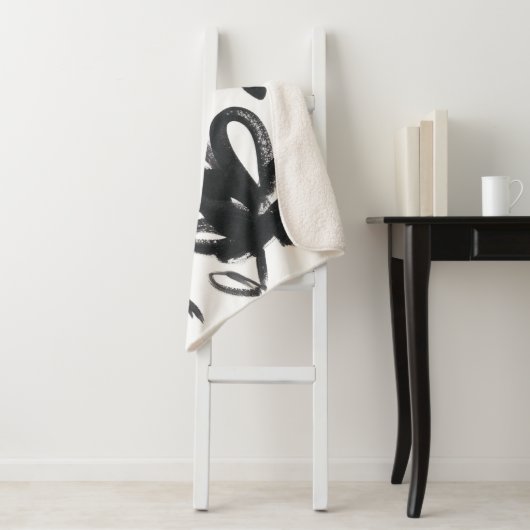 Couverture Sherpa Cameo Bloom - Noir et Blanc (En situation)