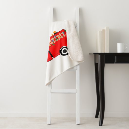 Couverture Sherpa Camion de feu rouge de Noël (En situation)