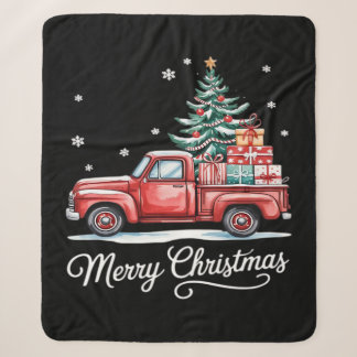 Couverture Sherpa Camion de Noël drôle arbre essentiel Joyeux Noël