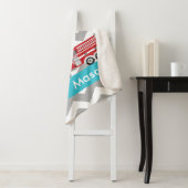 Couverture Sherpa Camion de pompiers turquoise gris personnalisé de (En situation)