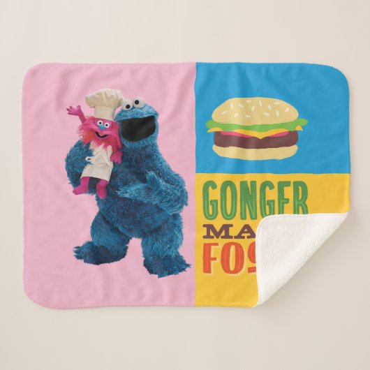 Couverture Sherpa Camion fourré de Cookie Monster | Gonger Make Food (Devant (Horizontal))